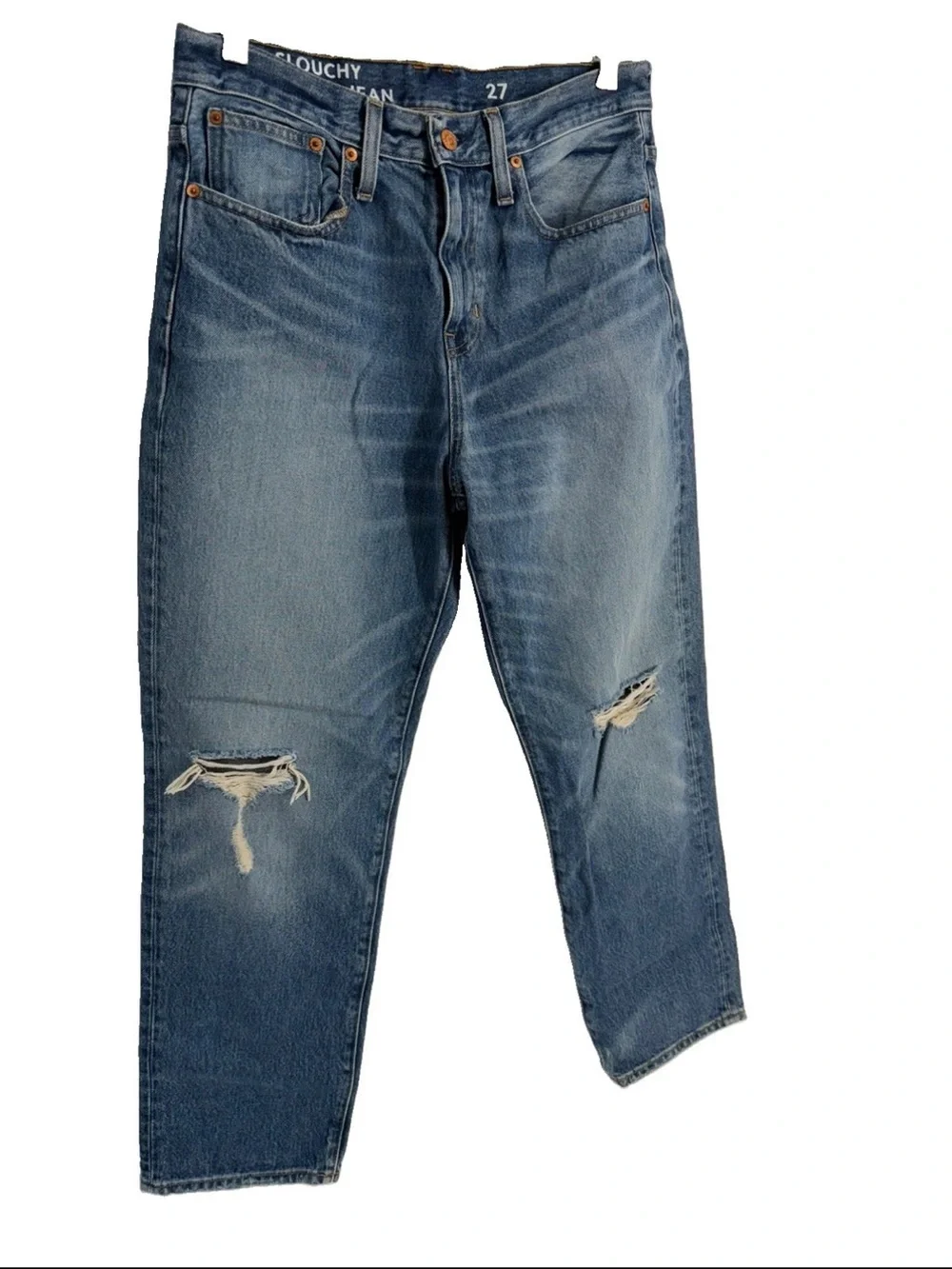 J.Crew Straight Slouchy Boyfriend Jeans 27 Southern Sky Wash 100% Cotton Denim